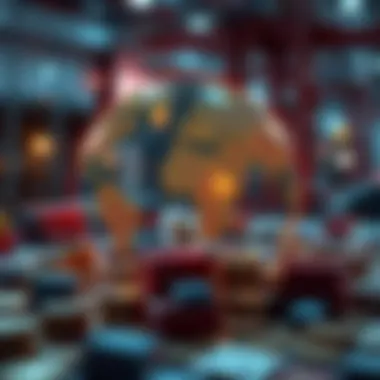 Visual representation of global trade influenced by currency values