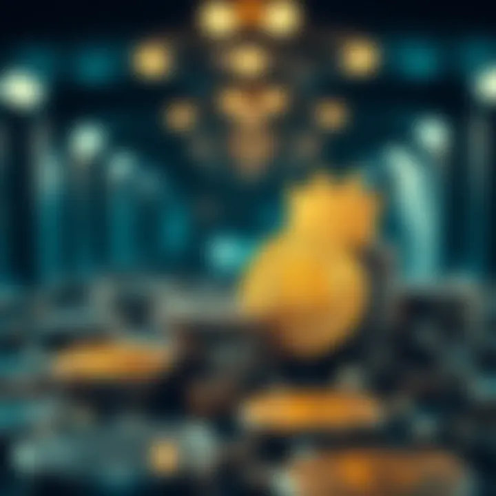 Conceptual representation of big finance merging with cryptocurrency