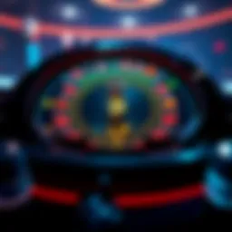 A vibrant digital roulette wheel displaying cryptocurrency symbols