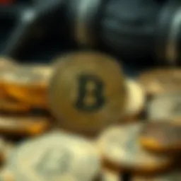 Conceptual representation of cryptocurrency coins