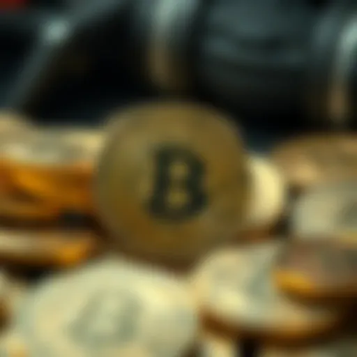 Conceptual representation of cryptocurrency coins