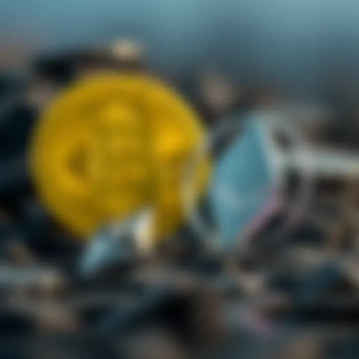 A graphical representation of Bitcoin and Ethereum symbols representing innovation