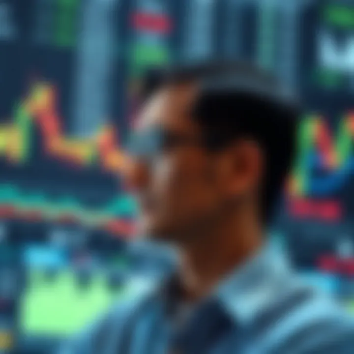 Investor analyzing market trends on a digital screen