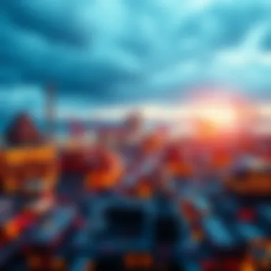 A conceptual illustration of various industries benefiting from blockchain integration